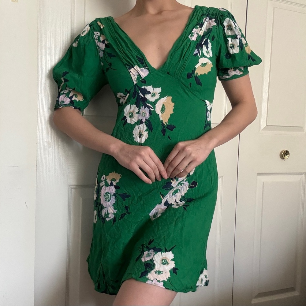Free People Green Garden Party Mini Floral Summer Dress